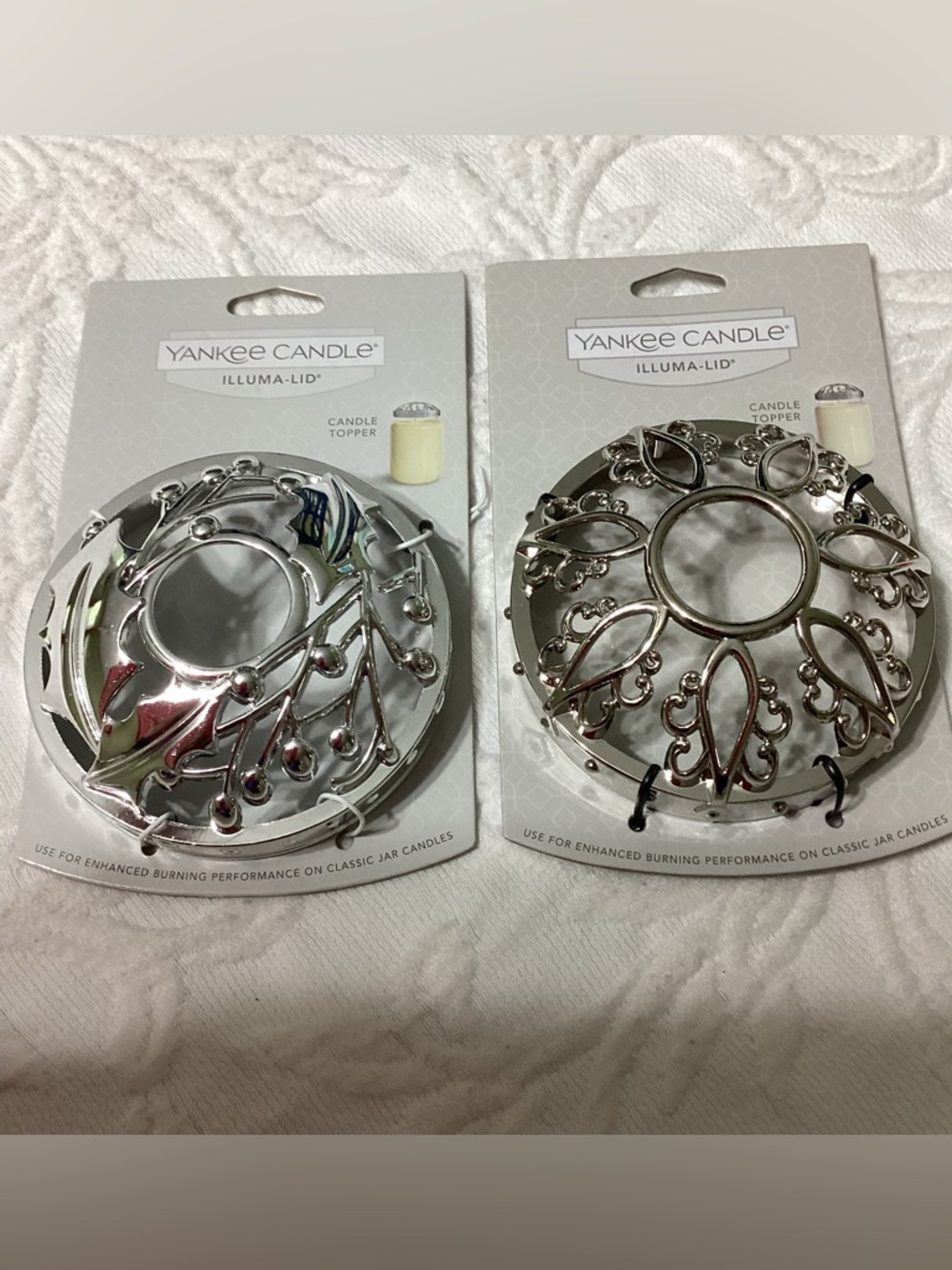 Yankee Candle Set of Two Metal Illuma-Lid Candle Toppers New